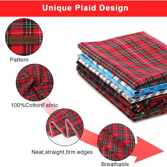 Dog Christmas Bandanas 1PC Washable Cotton Triangle Green Plaid Dog Scarfs for S - Picture 5 of 6